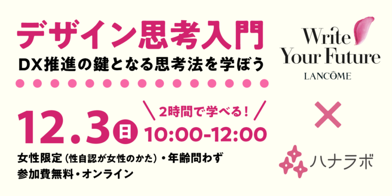 【終了:12月3日】#WriteYourFuture デザイン思考入門! ~DX推進の鍵となる思考法を学ぼう~